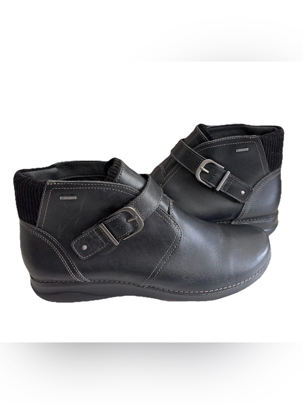 Clarks Womens Appley Black Leather Boots Size 10M